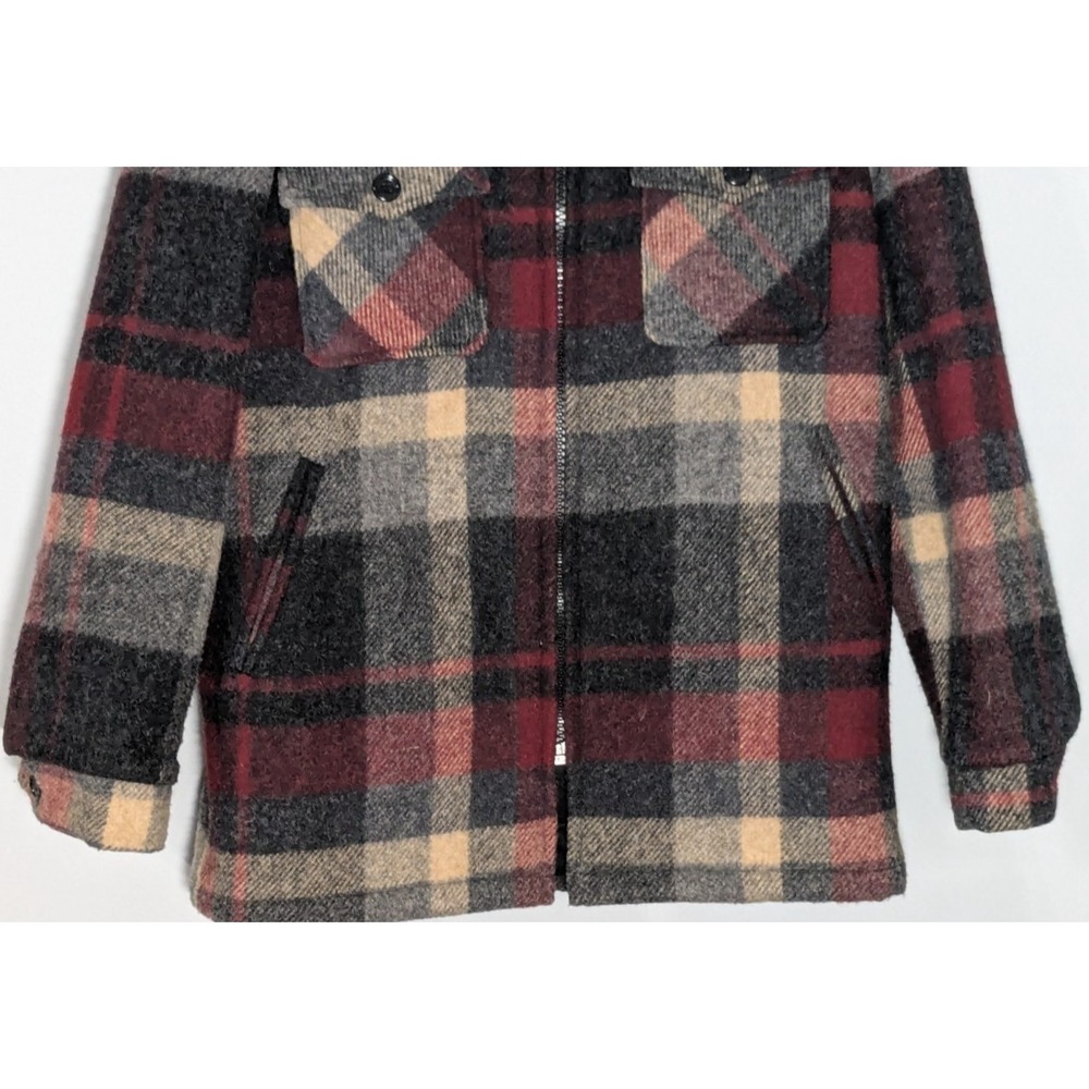 Vintage (80s) Woolrich Plaid Wool Blend Coat Jacket 16056 Small Made USA Rugged - Picture 5 of 9
